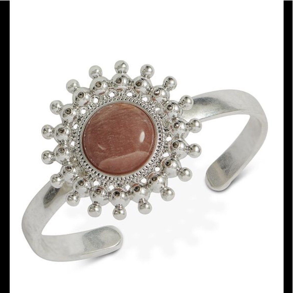 NWT Lucky Brand Silver Tone Rich Stone Cuff